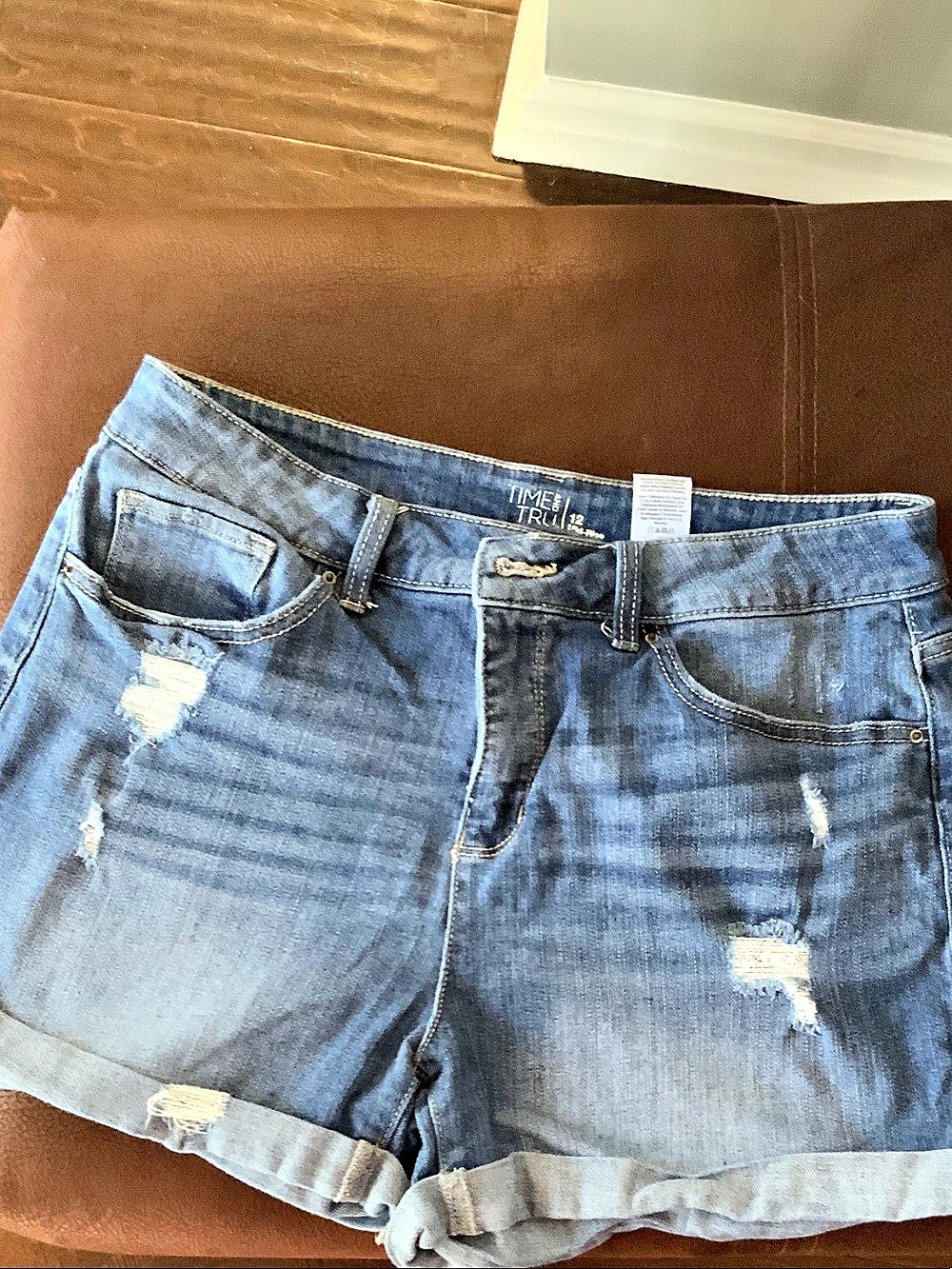 Time and Tru Mid-Rise Jean Shorts Distressed Blue Jean Shorts Size 12